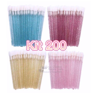kit 200 Pincel Aplicador Descartável Gloss e Batom Maquiagem