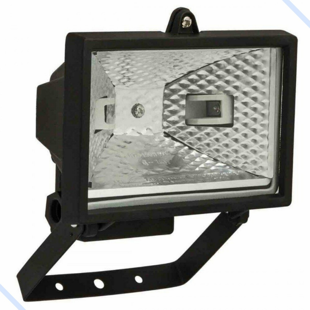 Refletor para lâmpada Halogênia Preto Bivolt 150w e 300w flolux Alumínio Para Uso Externo