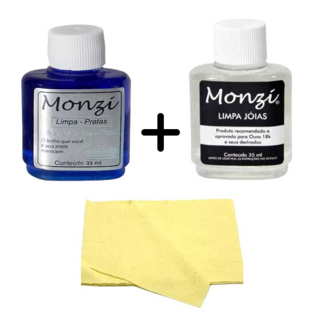 unidade limpa prata monzi original 35ml + unidade limpa ouro joias ...