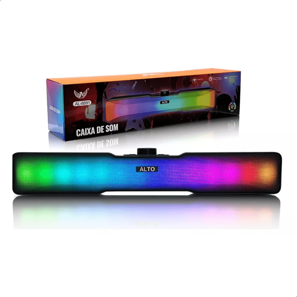 Soundbar Rgb 1200mah Sound Bar Design Slim Rgb Bluetooth | Shopee Brasil