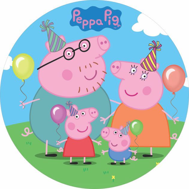 Painel em Lona Redondo Festa Tema Peppa Pig