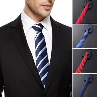 Gravata Masculina com Zíper com Nó Lisa e Estampada Semi Slim - Slim