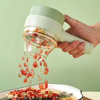 Cortador Elétrico De Legumes 4 Em 1 Sem Fio Alho Com Carregamento USB Triturador Durável Cozinha