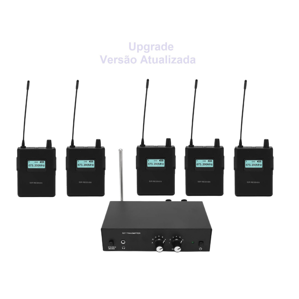 Retorno de Palco In Ear UHF Sem Fio Wireless Monitor Anleon S2 c/ 05 Receptores