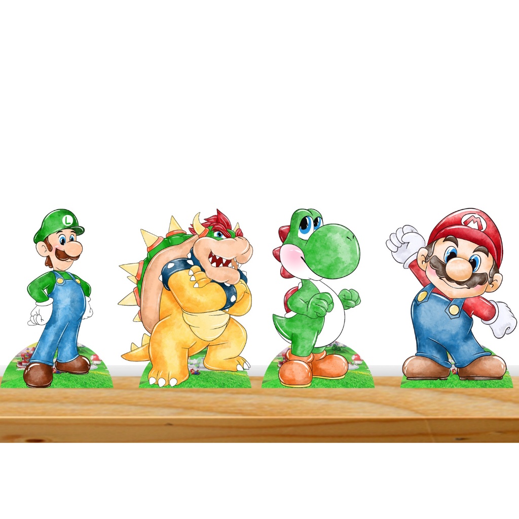 Super Mario filme , Mario Bros , Mario jogo . 4 peças , KIT FESTA DISPLAYS . ENVIO RAPIDO em Oferta na Shopee