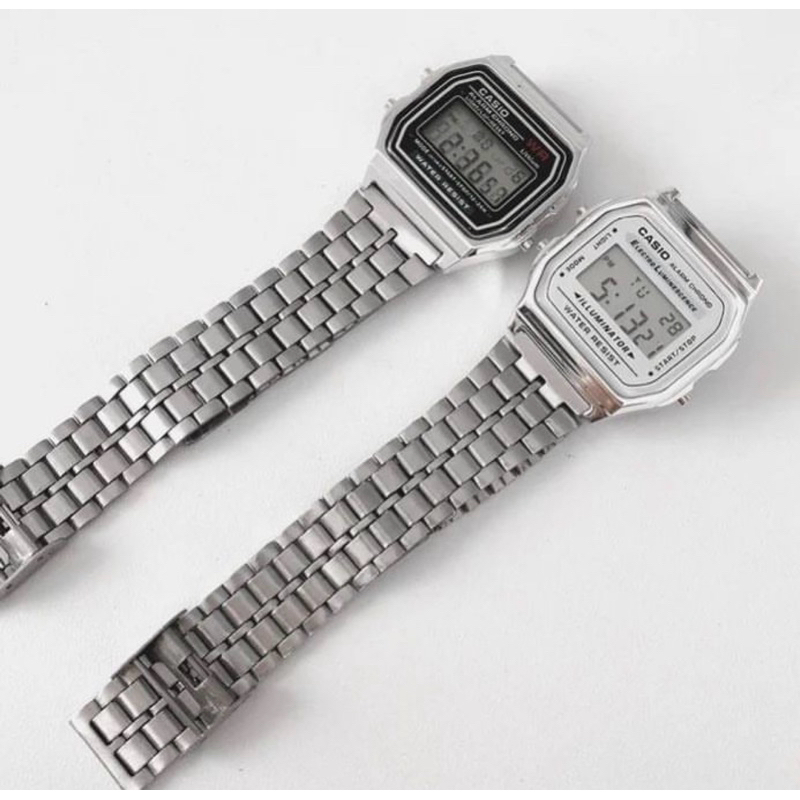 Relógio Estilo Casio Vintage Retrô Digital Led Prata Unisex WR