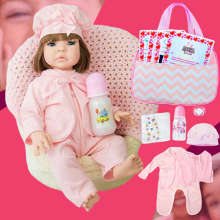 Bebê Reborn Silicone Boneca Realista Pode Dar Banho Original Com Bolsa de Maternidade