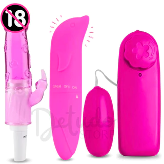 Kit Vibrador Feminino Ponto G Golfinho + Estimulador Jelly Rabbit Clitóris + Bullet Multivelocidades em Oferta na Shopee