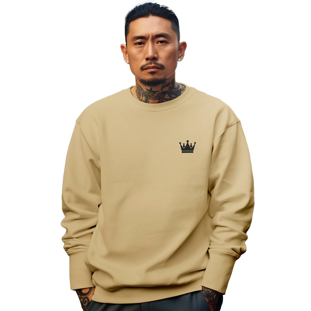 Moletom Blusa de Frio Careca Sem Capuz Masculina Flanelada Algodão Premium Gola Redonda Coroa
