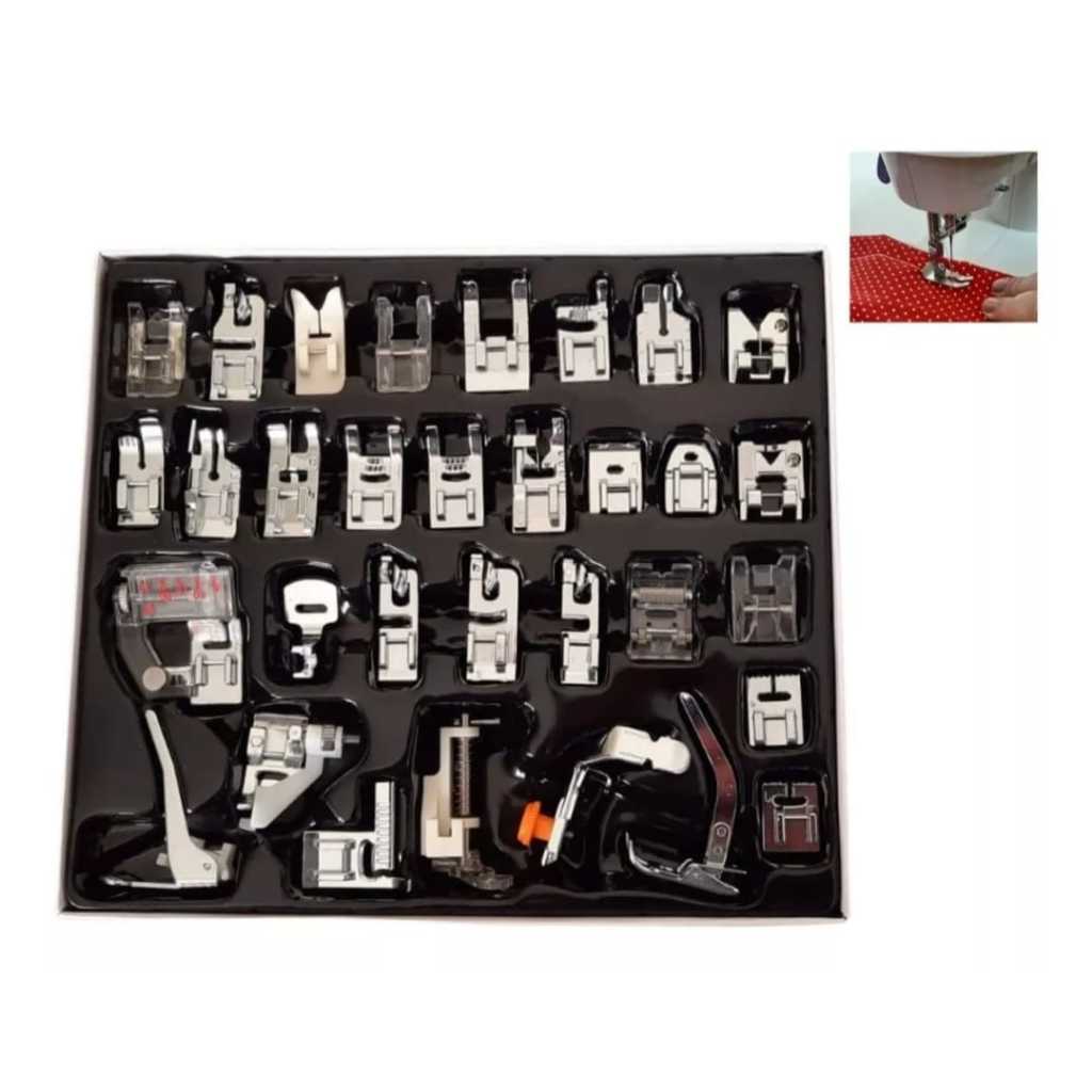 Pé Calcador Sapata Kit 32 Peças Maquina Costura Doméstica Pezinho Acessório Lanmax
