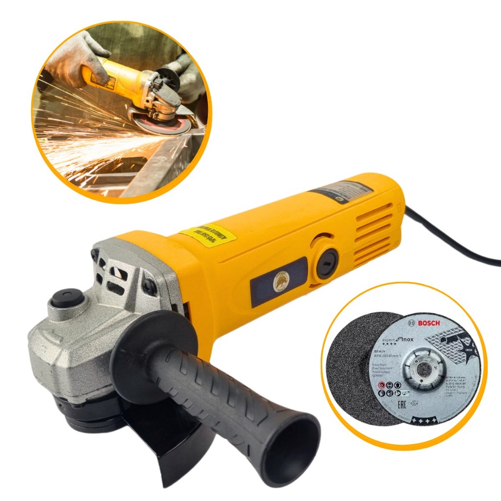 Esmerilhadeira Lixadeira De Mão Angular 900W 115mm Com Acessórios + Disco Bosch