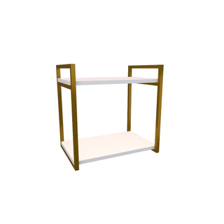 Prateleira De Madeira Nicho 40 cm Estilo Industrial Para Parede Base de Ferro Dourado