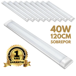Kit 5/10/20 Luminária Led Sobrepor Slim 36W 40W 120cm Linear 6500K Branco Frio Bivolt