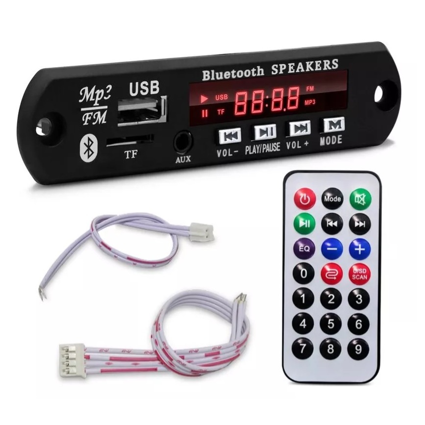 Placa Decodificador Usb Sdcard Caixa Ativa Mp3 Bluetooth 12v Cor Preto - Para Caixa Bob Residencial