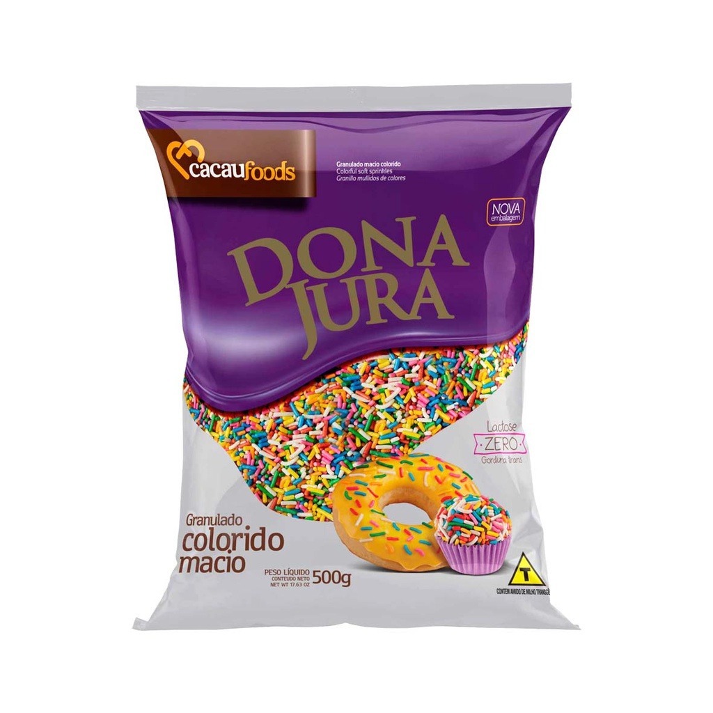 Confeitos Granulado Chocolate Macio Colorido 500g-Dona Jura
