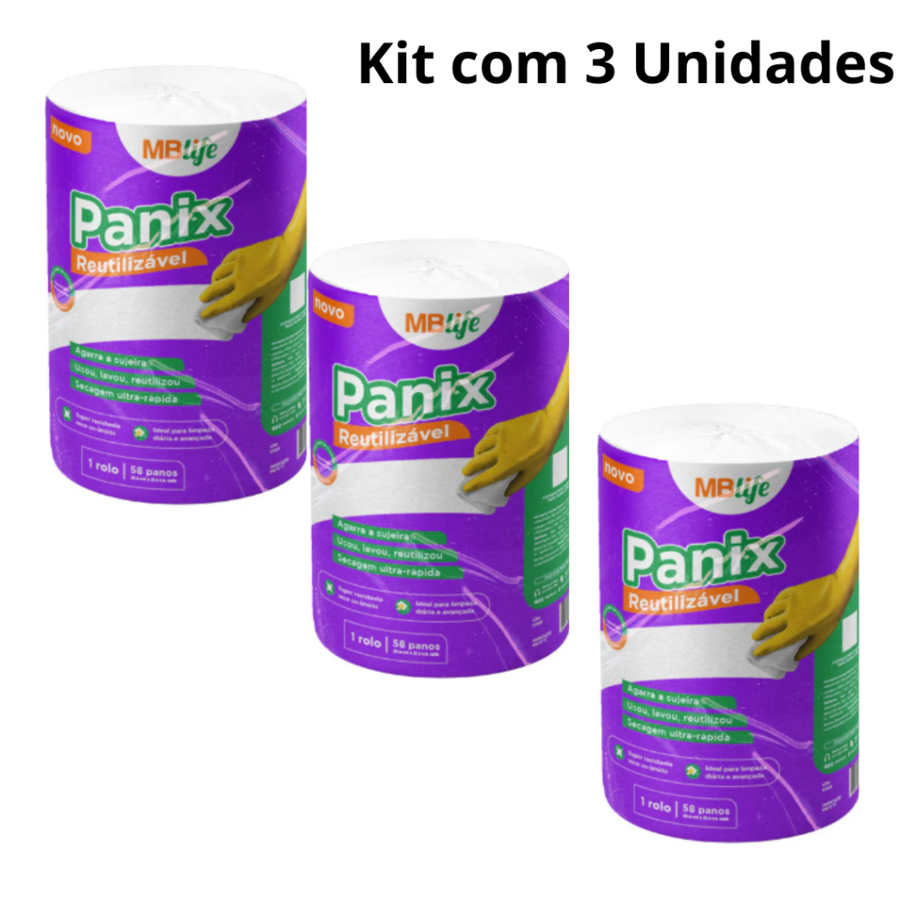 Panos De Limpeza Kit 3 Rolos Com 58 Toalhas Cada - 20.5x21.5cm Panix ...