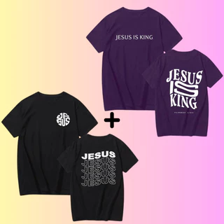 Kit 2 Camiseta Masculina Unissex Jesus Círculo Streetwear oversize cristã - 100% Poliéster