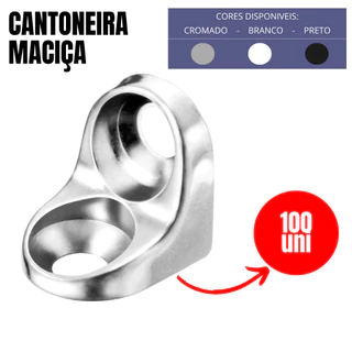 Cantoneira Zamac MACIÇA Suporte Cadeirinha Dois Furos 13x13 Niquelada Branco ou Preto