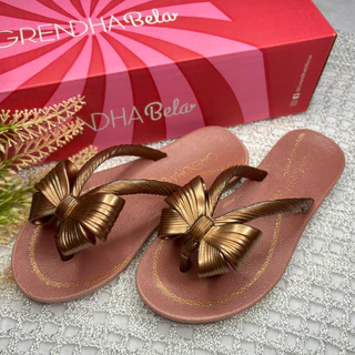 Chinelo Infantil Menina Sandália Grendha Bela Cacau Sofisticada Cobre com Glitter