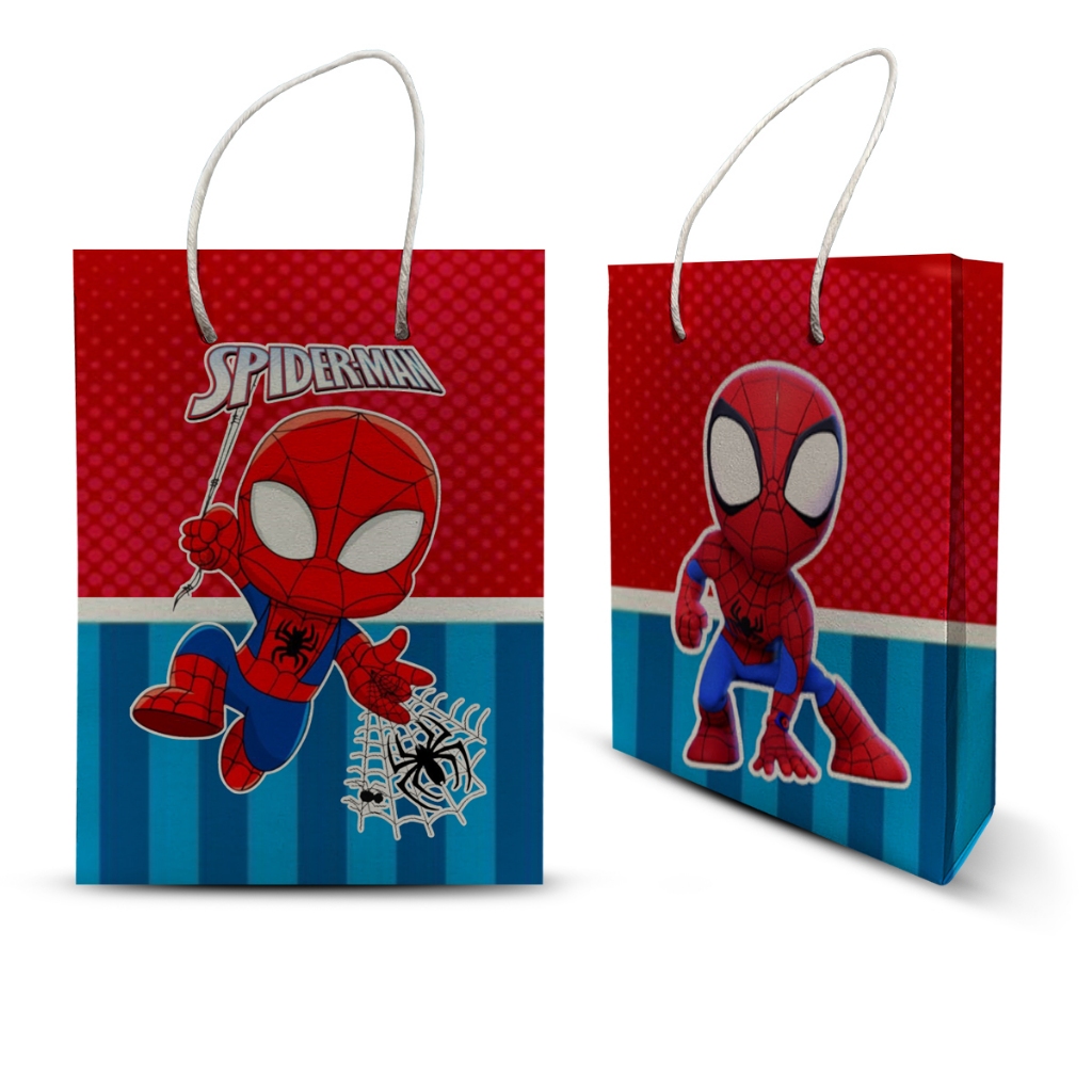 10 SACOLINHA SURPRESA PERSONALIZADA TEMA HOMEM ARANHA LEMBRANCINHA MILK DE FESTA