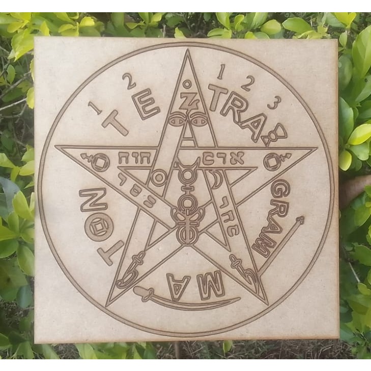 Folha Gráfico Radiestesia Radiônica Tetragrammaton 20x20cm Com Elementos MDF 3mm CRU - Maq3d