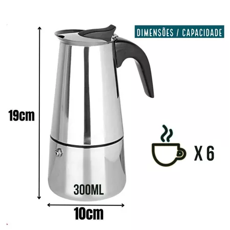 Maquina de café cafeteira italiana 9 xícaras expresso e moka em inox 4, 6 xícaras