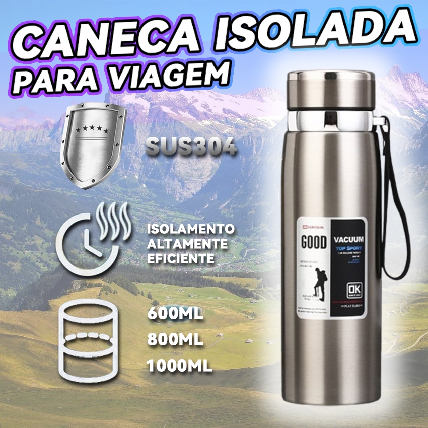 Garrafa Térmica 1000ml Copo Isolamento Duplo Aço Inoxidável A Vácuo Vacuum Bottle Super Resistente top