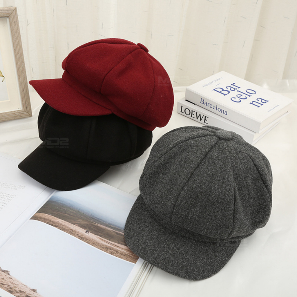 Boina Francesa Feminina Inverno Lisa Chapéu Gorro Colorida