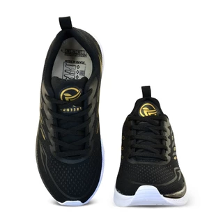 TENIS MASCULINO CORRIDA CAMINHADA TREINO LEVE FREEDOM PRETO DOURADO LANCAMENTO