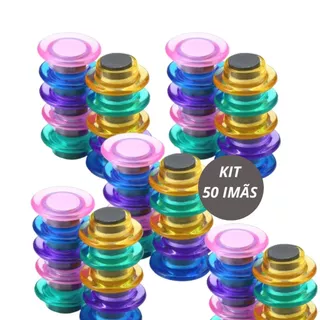Kit Com 50 Imãs Coloridos Para Pendurar Avisos Em Geladeira Ou Quadro Metálico em Oferta na Shopee
