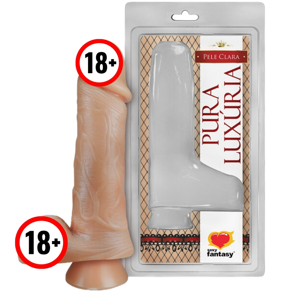 Pênis Realístico de Borracha com escroto e ventosa 18X4,4 CM Dildo se  silicone para masturbação, vibrador masturbador unissex a Pinto de Borracha  com saco e ventosa Pau de Borracha com saco e