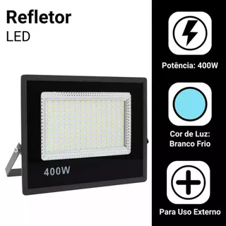 Holofote Refletor Led 400W Bivolt Super Potente A Prova Dagua Com Iluminação Branco Frio