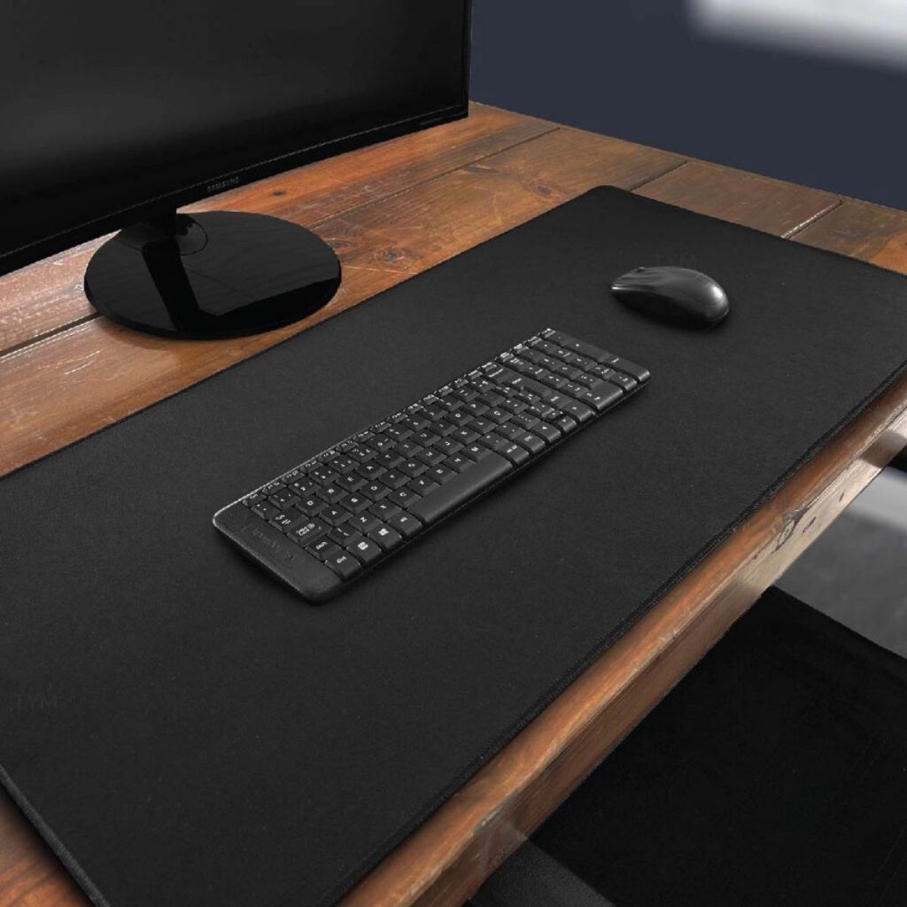 Mousepad Gamer Preto Sem Desenho Extra Grande 90 X 40 Cm Impermeável Não Molha Fácil Limpeza Material Inferior Antiderrapante