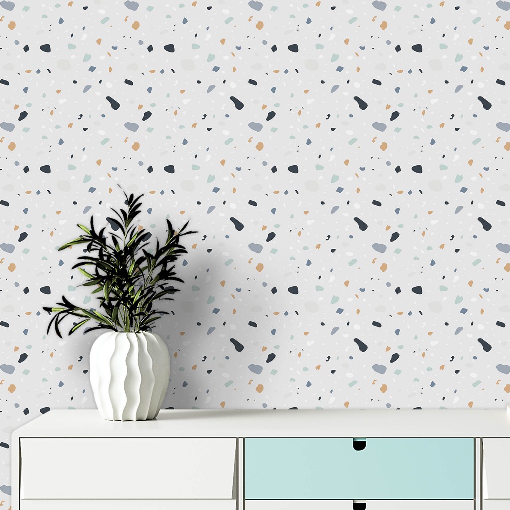 Papel De Parede Adesivo Granilite Colorido e Azulado - Vinil Autocolante
