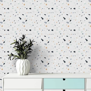 Papel De Parede Adesivo Granilite Colorido e Azulado - Vinil Autocolante