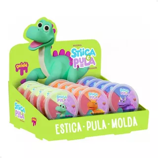 Display Gelelé Stiica e Pula Slime Massinha Dinossauro C/ 15 Unidades de 20g