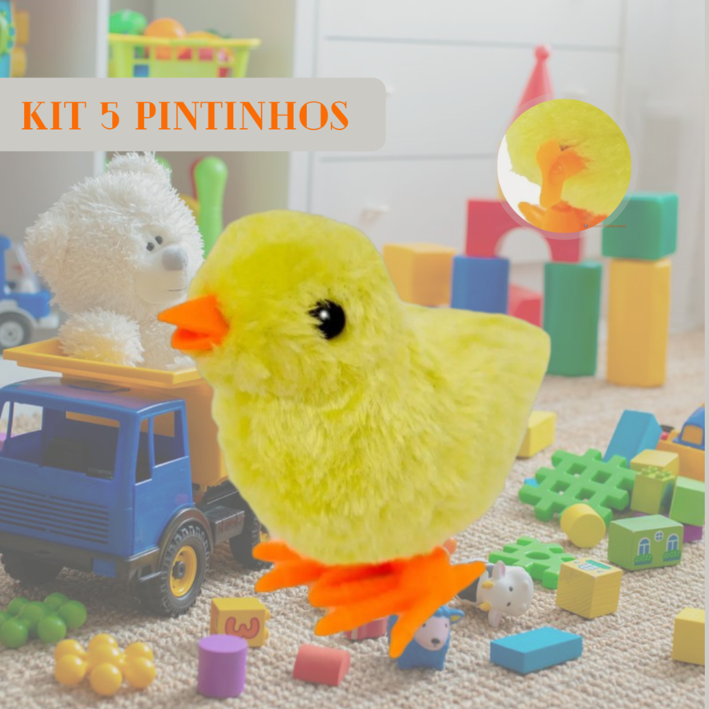 KIT COM 5 Pintinho Amarelinho De Pelúcia A Corda Brinquedo Festa ...