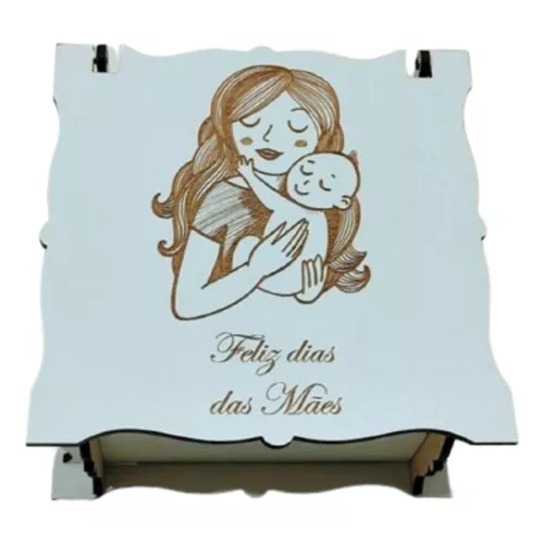 Caixa Lembrancinha Dia Das Mães Mdf Branco - 15 Unidade em Oferta na Shopee
