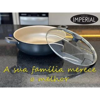 Wok 30 Frigideira Grande Paella Caçarola Teflon Antiaderente 6 Litros