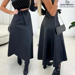 Saia Longa Feminina Envelope Courino