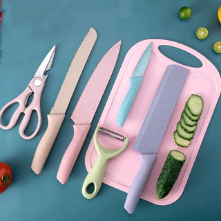 Jogo kit 7 peças facas Tabua Descascador Tesoura Profissional Cozinha Gourmet Faca de Churrasco em Oferta na Shopee