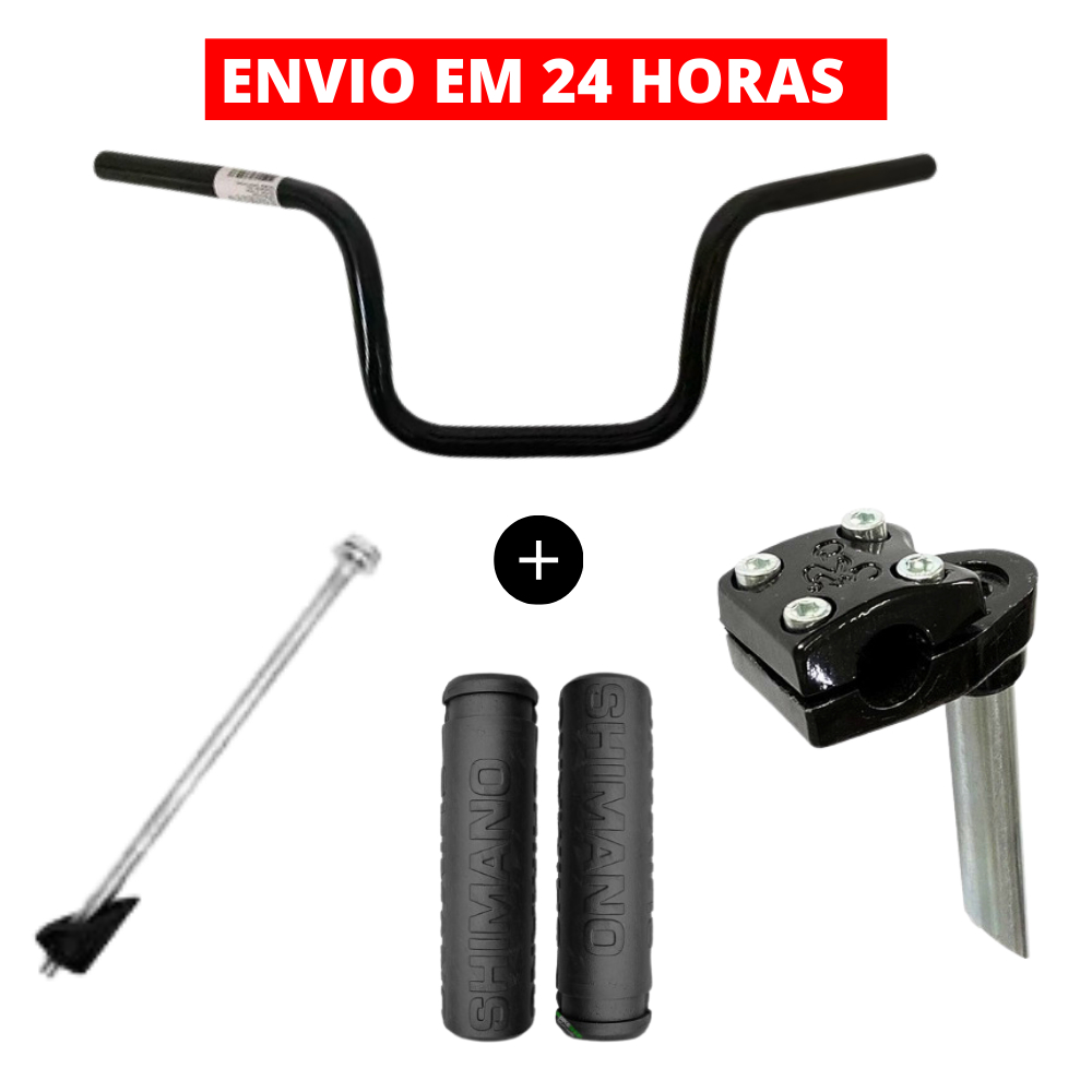 Kit Guidão De Moto Para Bike Aço Titan CG Guidão Bike + Mesinha De Bike ...