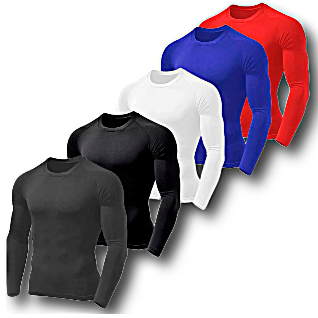 Kit Com 5 Camisetas Térmicas De Manga Longa Dry Fit Proteção Uv 50+ Segunda Pele