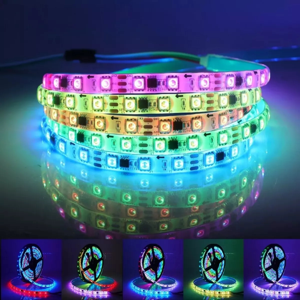 Fita Led Endereçável 5 Metros Ws2811 12v RGB Luz LED Decora Quarto Led ...