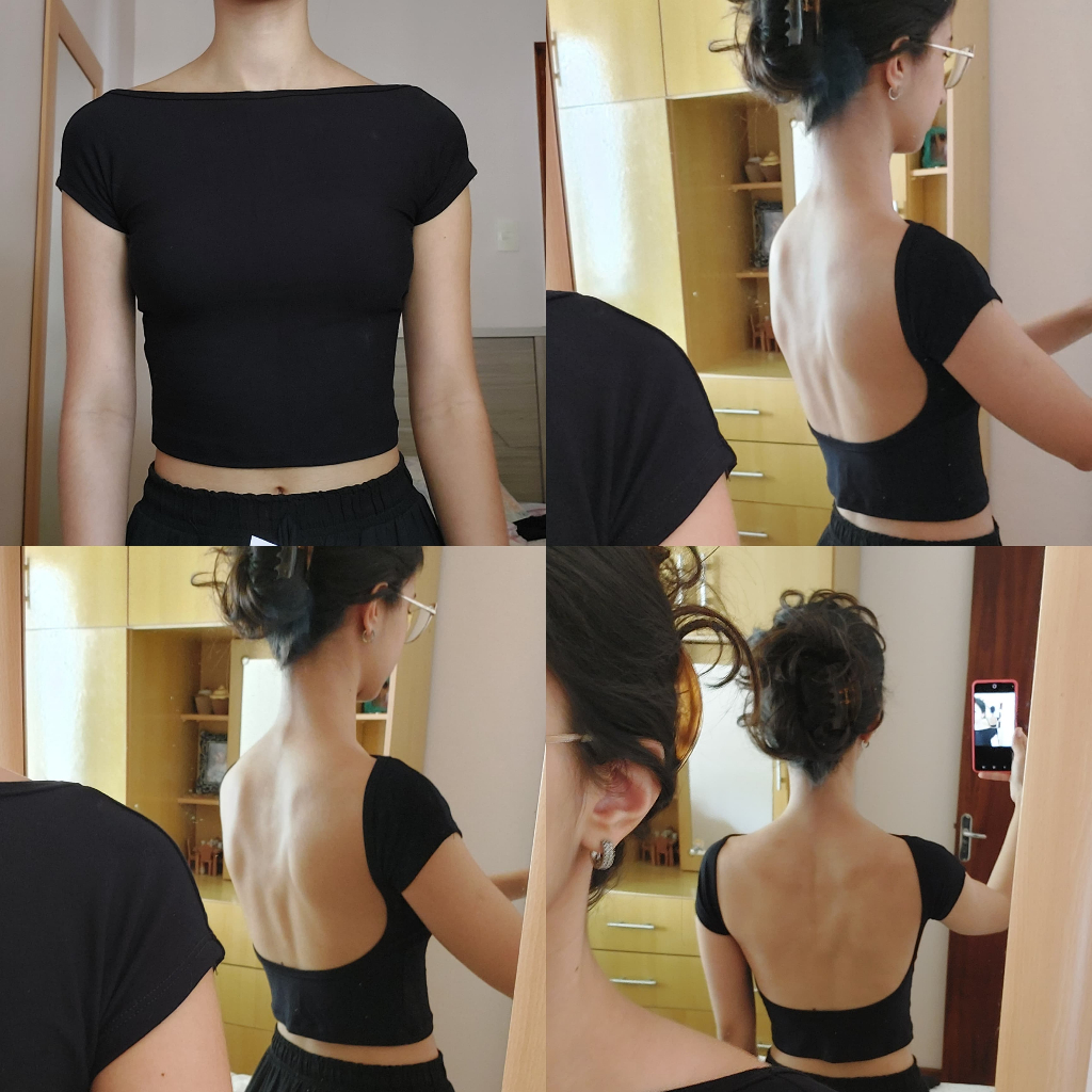Cropped Feminino Costa Nua com Forro Liso Lily