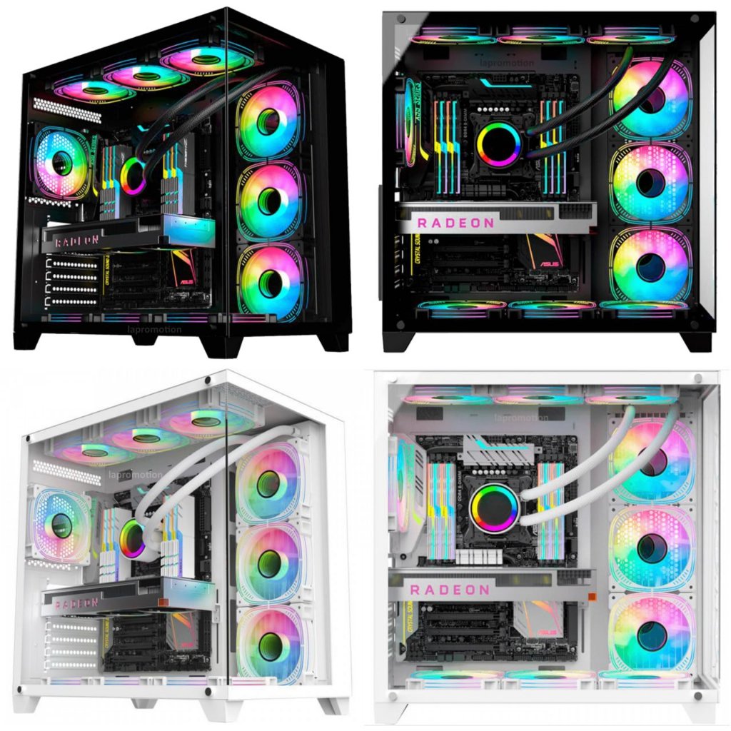 Gabinete Gamer K-mex Aquário CG-02J1 ATX Ghost Shark White Preto Branco