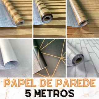 Papel de Parede 3d Adesivo Autocolante Decorativo 5 Metros 10 Metros Para Sala Ripado Cinza Amadeirado Marmorizado Tijolinho Infantil Para Quarto Autoadesivo