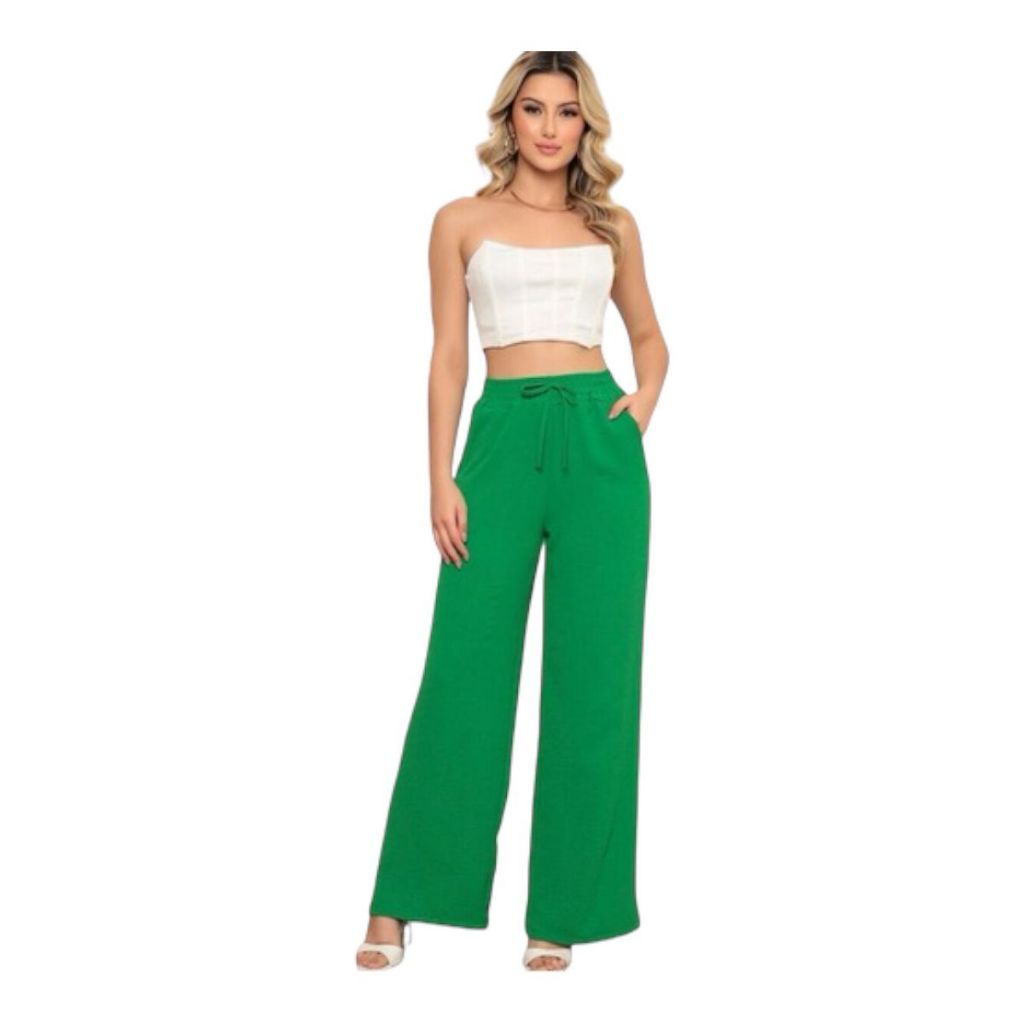 Calça pantalona feminina duna com elastico confortavel