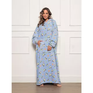 SEERI - PIJAMA AMPLO LARA ESTAMPADO COM CAPUZ - BOLSO - NOVIDADE