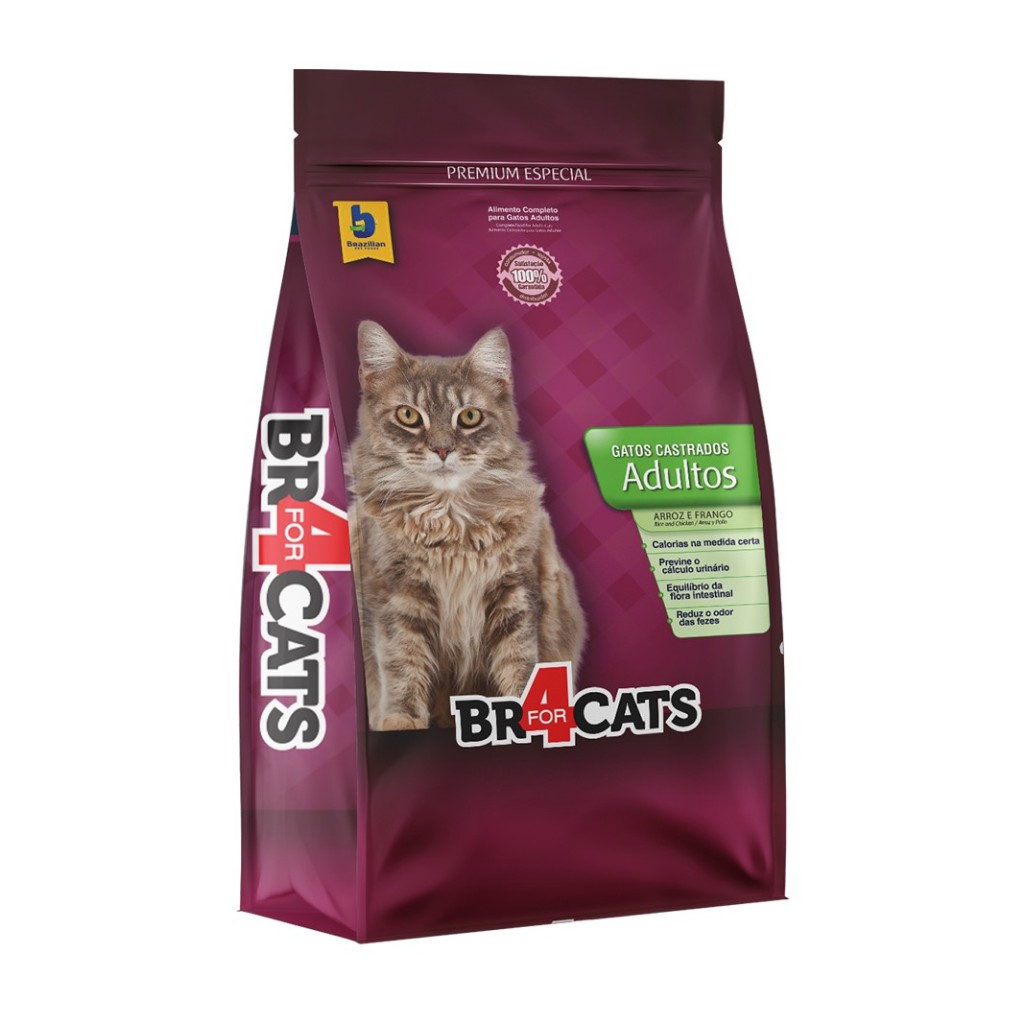 Ração Seca BR4 Cats Arroz e Frango para Gatos Castrados 10kg